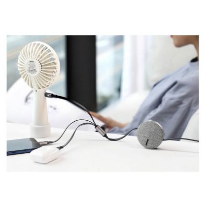 Универсален USB кабел с Lightning, microUSB и USB-C конектори (120 см) - Baseus Fabric 3-in-1 Flexible Cable USB (CAMLT-BYG1) (сив) 15