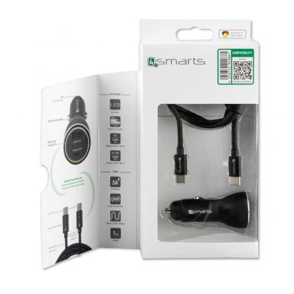 Зарядно за кола с USB-C кабел за устройства с USB-C порт - 4smarts Fast Car Charger Set iPD (черен) 9