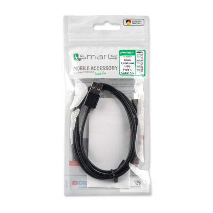 USB-C кабел за мобилни устройства (100 см) - 4smarts Basic LinkCord USB-C Data Cable (черен) 3