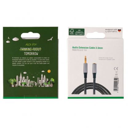 Удължителен аудио кабел 3.5 mm женско към 3.5 mm мъжко (100 см) (черен)  - 4smarts MatchCord Audio Extension Cable 9