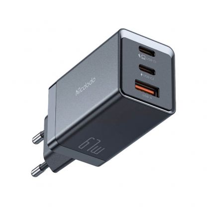 Захранване за ел. мрежа за лаптопи, смартфони и таблети с USB-A и 2xUSB-C изходи с технология за бързо зареждане и USB-C към Lightning кабел - Mcdodo GaN Fast Wall Charger 67W (CH-1544) (черен) 2