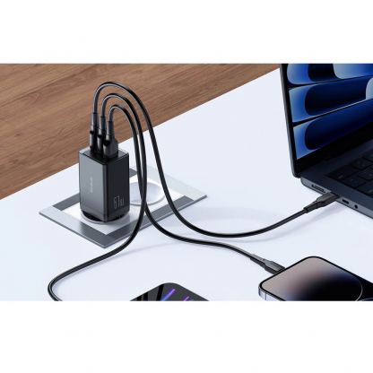 Захранване за ел. мрежа за лаптопи, смартфони и таблети с USB-A и 2xUSB-C изходи с технология за бързо зареждане и USB-C към Lightning кабел - Mcdodo GaN Fast Wall Charger 67W (CH-1544) (черен) 5