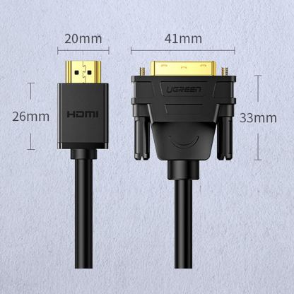 Ugreen HDMI Male To DVI Male Cable 1080p - HDMI към DVI кабел (200 см) (черен) 9