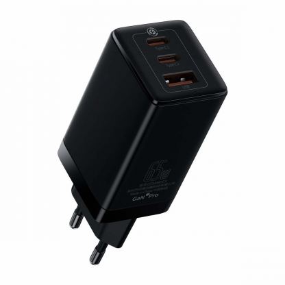 Захранване за ел. мрежа за лаптопи, смартфони и таблети с USB-A и 2xUSB-C изходи с технология за бързо зареждане и USB-C към USB-C кабел - Baseus GaN 3 Pro Fast Laptop Charger 65W (CCGP050101) (черен) 5