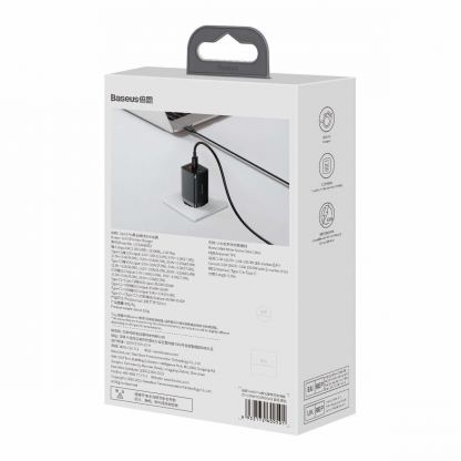 Захранване за ел. мрежа за лаптопи, смартфони и таблети с USB-A и 2xUSB-C изходи с технология за бързо зареждане и USB-C към USB-C кабел - Baseus GaN 3 Pro Fast Laptop Charger 65W (CCGP050101) (черен) 9