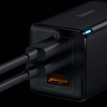 Захранване за ел. мрежа за лаптопи, смартфони и таблети с USB-A и 2xUSB-C изходи с технология за бързо зареждане и USB-C към USB-C кабел - Baseus GaN 3 Pro Fast Laptop Charger 65W (CCGP050101) (черен) 12