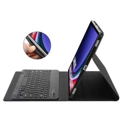 Кожен калъф и безжична блутут клавиатура за Samsung Galaxy Tab S9 FE - Tech-Protect SmartCase Pen and Bluetooth Keyboard (черен) 5