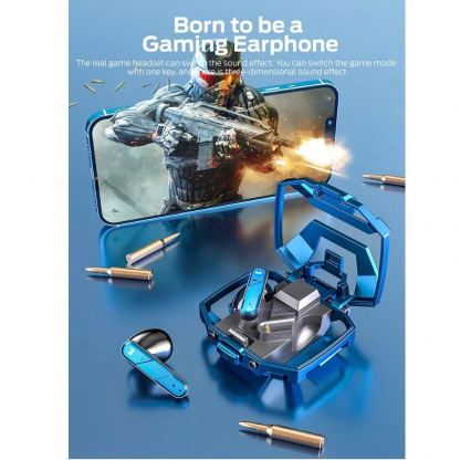 Безжични блутут слушалки със зареждащ кейс - Monster Airmars TWS In-Ear Gaming Bluetooth Earphones XKT09 (син) 2