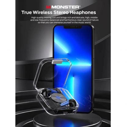 Безжични блутут слушалки със зареждащ кейс - Monster Airmars TWS In-Ear Gaming Bluetooth Earphones XKT01 (бял) 2