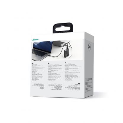 Захранване за ел. мрежа за лаптопи, смартфони и таблети с 1xUSB-A и 3xUSB-C изходи с технология за бързо зареждане и USB-C кабел - Joyroom GaN Fast Wall Charger 140W (черен) 7