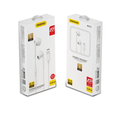 Слушалки с USB-C кабел, управление на звука и микрофон - Dudao X14PROT In-Ear USB-C Stereo Headphones (бял) 5