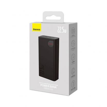 Външна батерия с 3xUSB-A и 1xUSB-C изходи с технология за бързо зареждане - Baseus Adaman Metal Digital Display Power Bank 22.5W 40000 mAh (PPAD020101) (черен) 9