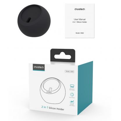Силиконова поставка за зареждане на iPhone и Apple Watch чрез поставяне на Apple MagSafe Charger и Apple Watch кабел - Choetech Silicone Charging Stand for MagSafe and Apple Watch (черен) 4