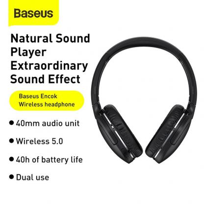 Безжични блутут слушалки за мобилни устройства - Baseus Encok D02 Pro Wireless Over-Ear Headphones (NGTD010301) (черен) 8