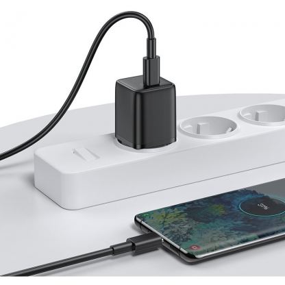 Захранване за ел. мрежа с USB-C изход с технология за бързо зареждане и USB-C към USB-C кабел - Joyroom Mini Fast Charger PD 25W with USB-C Cable (черен) 3