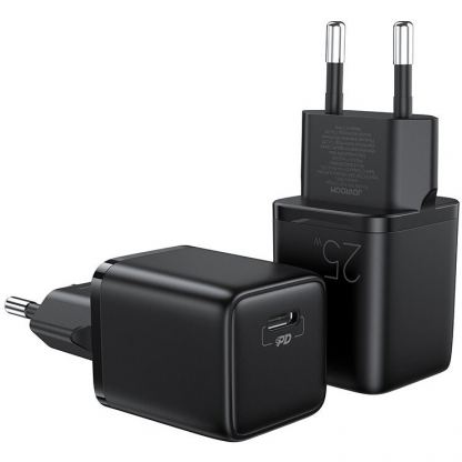 Захранване за ел. мрежа с USB-C изход с технология за бързо зареждане и USB-C към USB-C кабел - Joyroom Mini Fast Charger PD 25W with USB-C Cable (черен) 6