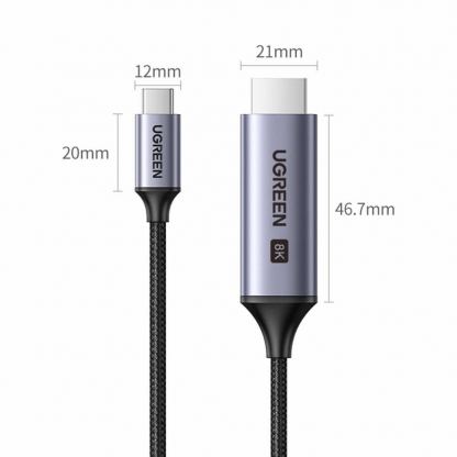 Кабел с поддръжка на 8K за свързване от USB-C към HDMI - Ugreen 8K 60Hz USB-C to HDMI Cable (тъмносив) 4