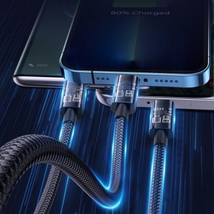 Универсален USB кабел с Lightning, microUSB и USB-C конектори (120 см) (черен)  - Joyroom 3-in-1 Charging Cable 7
