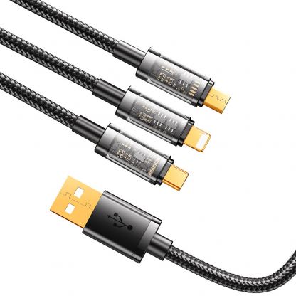 Универсален USB кабел с Lightning, microUSB и USB-C конектори (120 см) (черен)  - Joyroom 3-in-1 Charging Cable 8