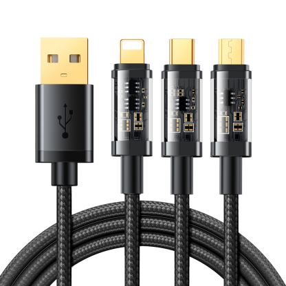 Универсален USB кабел с Lightning, microUSB и USB-C конектори (120 см) (черен)  - Joyroom 3-in-1 Charging Cable 10