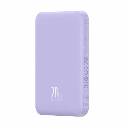 Преносима външна батерия с USB-C порт и безжично зареждане с MagSafe - Baseus Magnetic Wireless Charging Power Bank 5000 mAh 20W (P10022107513-00) (лилав) 2