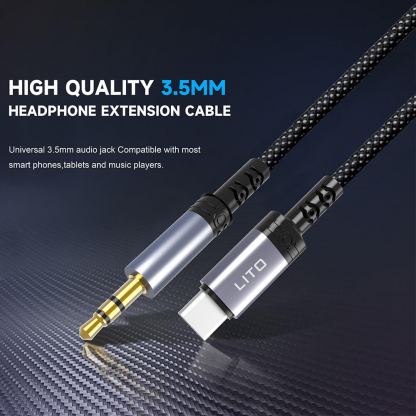 Lito USB-C to 3.5 mm Audio Cable LA01 - USB-C към 3.5 мм аудио кабел (100 см) (черен) 3