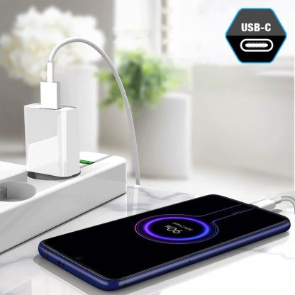 Захранване за ел. мрежа с USB-A изход и USB-C кабел за зареждане на мобилни устройства - Vivo Flash Wall Charger USB-A 33W (бял) 3