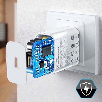 Захранване за ел. мрежа с USB-A изход и USB-C кабел за зареждане на мобилни устройства - Vivo Flash Wall Charger USB-A 33W (бял) 4