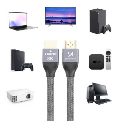 Високоскоростен 8K HDMI към HDMI кабел (500 см) (черен-сребрист)  - Wozinsky Ultra High Speed HDMI 2.1, 8K 60Hz Cable 5