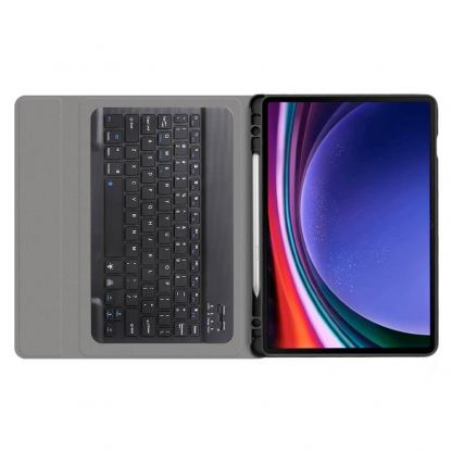 Кожен калъф с безжична блутут клавиатура и отделение за Samsung S-Pen за Samsung Galaxy S10 Plus, Galaxy Tab S9 Plus - Techsuit CozyTab Case and Bluetooth Keyboard (черен) 3