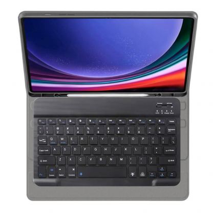 Кожен калъф с безжична блутут клавиатура и отделение за Samsung S-Pen за Samsung Galaxy S10 Plus, Galaxy Tab S9 Plus - Techsuit CozyTab Case and Bluetooth Keyboard (черен) 5