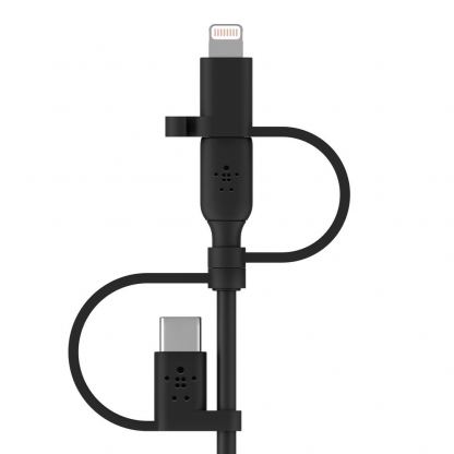 Качествен USB кабел с Lightning, microUSB и USB-C конектори (100 см) - Belkin Universal Cable 15W with Micro-USB, USB-C and Lightning Connectors (черен) 3