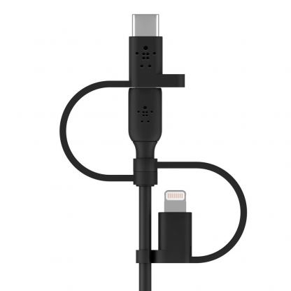 Качествен USB кабел с Lightning, microUSB и USB-C конектори (100 см) - Belkin Universal Cable 15W with Micro-USB, USB-C and Lightning Connectors (черен) 4