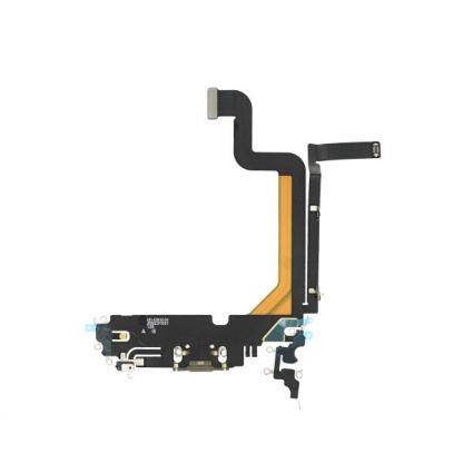 Резервен лентов кабел с Lightning конектора и долните микрофони за iPhone 14 Pro Max - OEM iPhone 14 Pro Max System Connector and Flex Cable (златист) 2