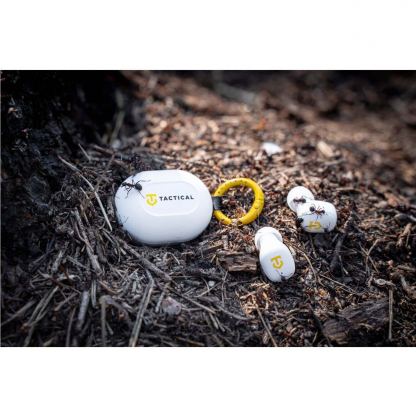 Безжични блутут слушалки с удароустойчив зареждащ метален кейс - Tactical StrikePods Bug TWS Bluetooth Earphones (бял) 5