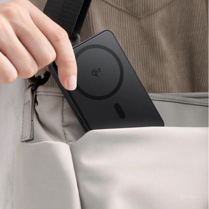 Външна батерия с USB-C порт, USB-A изход, безжично зареждане с MagSafe и вградена поставка (черен) - Baseus Airpow II Qi2 Magnetic Wireless Power Bank 10000 mAh 22.5W (черен) 7