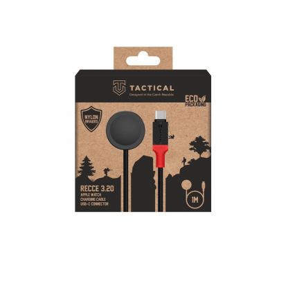 USB-C кабел с магнитен конектор за зареждане на Apple Watch (100 см) - Tactical Recce 3:20 Apple Watch Inductive Cable (черен-червен) 3