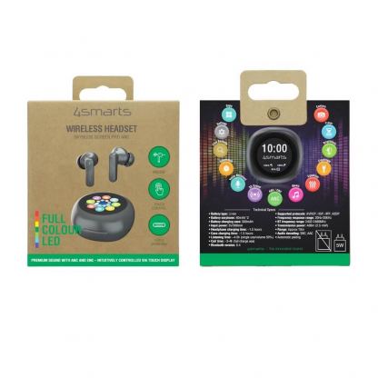 Безжични блутут слушалки със зареждащ кейс - 4smarts SkyBuds Screen Pro ANC TWS In-Ear Bluetooth Earphones (черен) 13