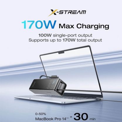 Външна батерия с вградени 2xUSB-C кабели и USB-C, USB-A портове и технология за бързо зареждане - EcoFlow Rapid Power Bank With Built-In Retractable Cables 25000 mAh 170W (черен) 3