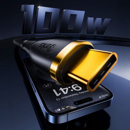 Кабел с въжена оплетка и бързо зареждане за устройства с USB-C порт - Benks PowerWeave USB-C to USB-C Braided Cable 100W PD (100 см) (бял) 3