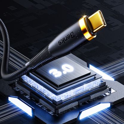 Кабел с въжена оплетка и бързо зареждане за устройства с USB-C порт - Benks PowerWeave USB-C to USB-C Braided Cable 100W PD (100 см) (бял) 5