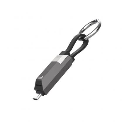 Компактен USB-C към USB-C кабел с четец за microSD карти памет за мобилни устройства - 4smarts Enterprise Storage USB4 USB-C to USB-C Cable 240W Card Reading Cable (черен) (6 см) 2