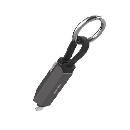 Компактен USB-C към USB-C кабел с четец за microSD карти памет за мобилни устройства - 4smarts Enterprise Storage USB4 USB-C to USB-C Cable 240W Card Reading Cable (черен) (6 см) 3