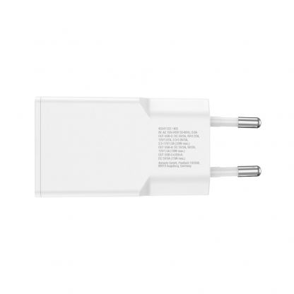 Захранване за ел. мрежа с USB-A и USB-C изходи с технология за бързо зареждане и USB-C към USB-C кабел (150 см) - 4smarts Slim Duos Mini PD Wall Charger 20W and USB-C Cable (бял) 4