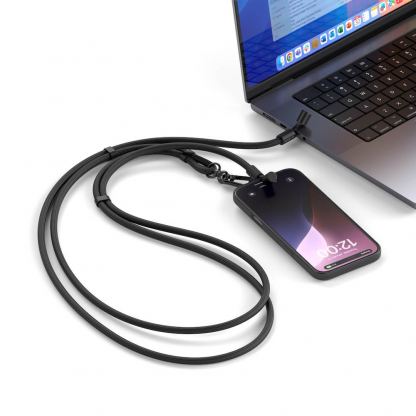 Универсална връзка за носене през врата за смартфони с вграден USB-C към USB-C кабел - Satechi OntheGo Crossbody Phone Lanyard USB-C Cable 60W (черен) 5