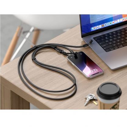 Универсална връзка за носене през врата за смартфони с вграден USB-C към USB-C кабел - Satechi OntheGo Crossbody Phone Lanyard USB-C Cable 60W (черен) 10