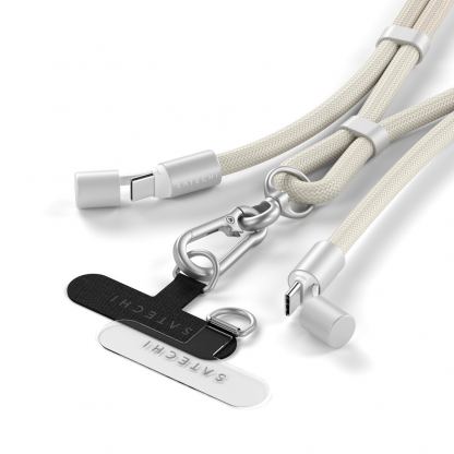 Универсална връзка за носене през врата за смартфони с вграден USB-C към USB-C кабел - Satechi OntheGo Crossbody Phone Lanyard USB-C Cable 60W (бежов) 3