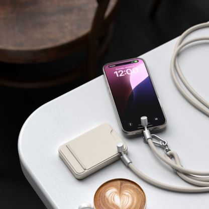 Универсална връзка за носене през врата за смартфони с вграден USB-C към USB-C кабел - Satechi OntheGo Crossbody Phone Lanyard USB-C Cable 60W (бежов) 7