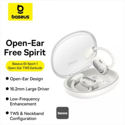 Безжични блутут слушалки със зареждащ кейс - Baseus Eli Sport 1 Open-Ear TWS Earbuds (бял) 3