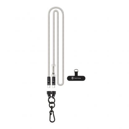 Универсална връзка за носене през врата за смартфони с вграден USB-C към USB-C кабел - Tactical Wire Snake USB-C Universal Phone Lanyard Cable 60W (бял) 2